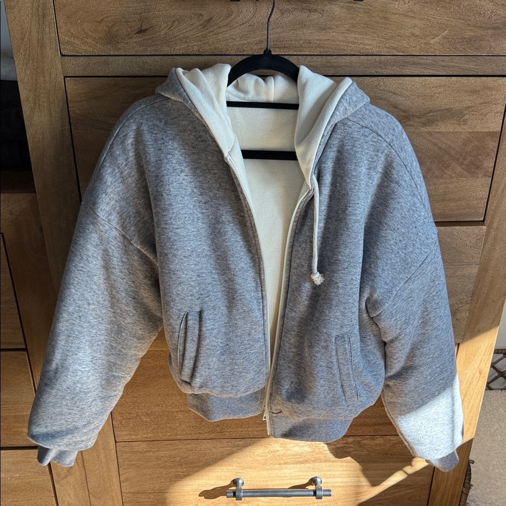 Madewell Gray and Cream Hoodie